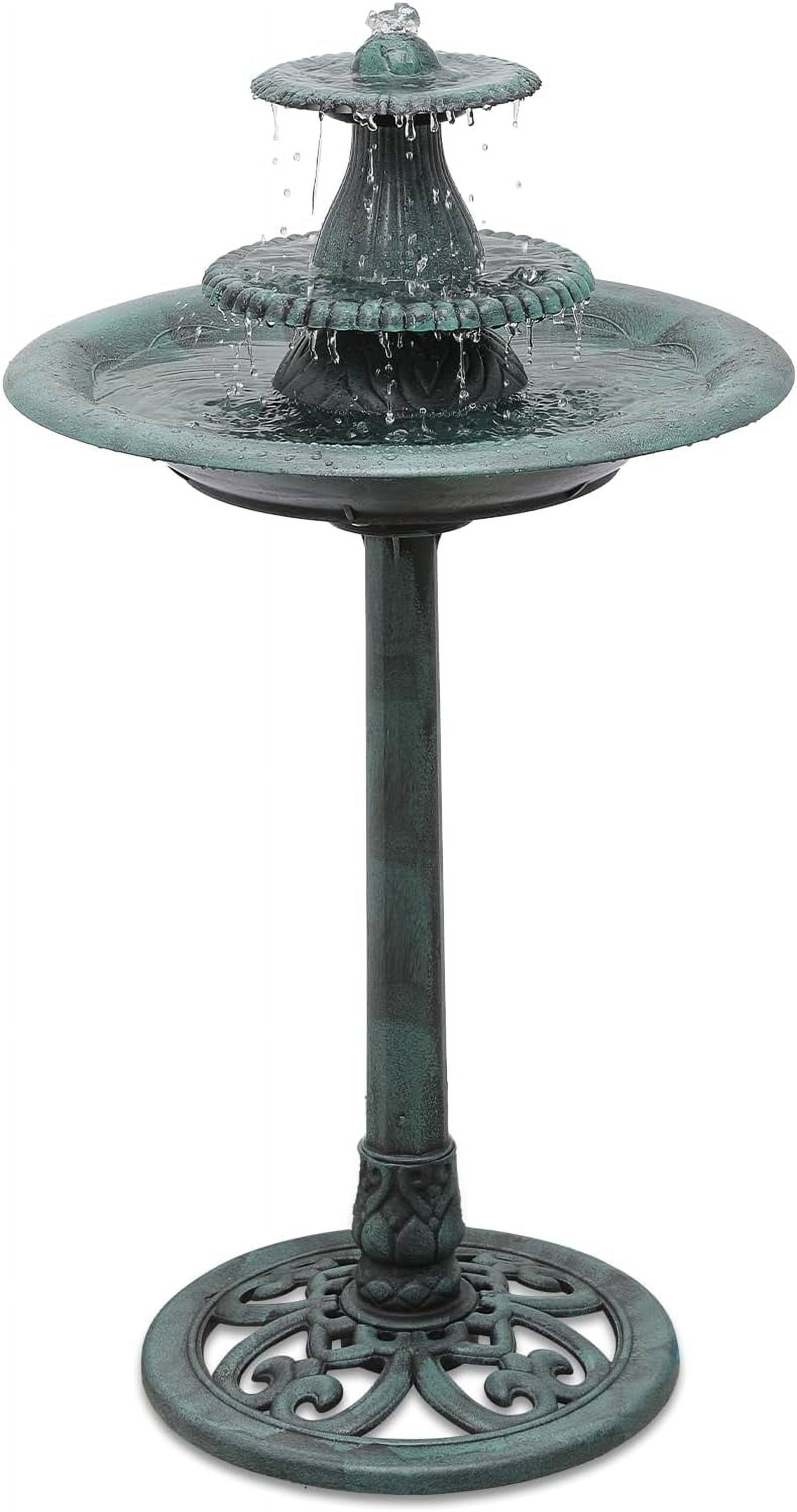 Outdoor Garden Bird Bath, 35 inch Pedestal Water Fountain and Birdbath