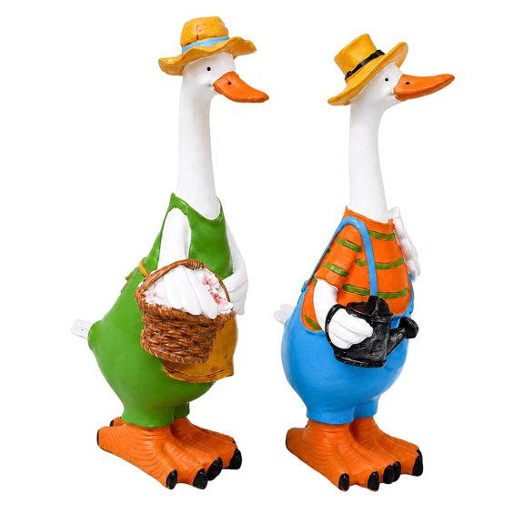 Outdoor Garden Bird Statues Resin Pair, Whimsical Yard Decor for Patio Edges, Flower Beds, Pondside Styling Areas