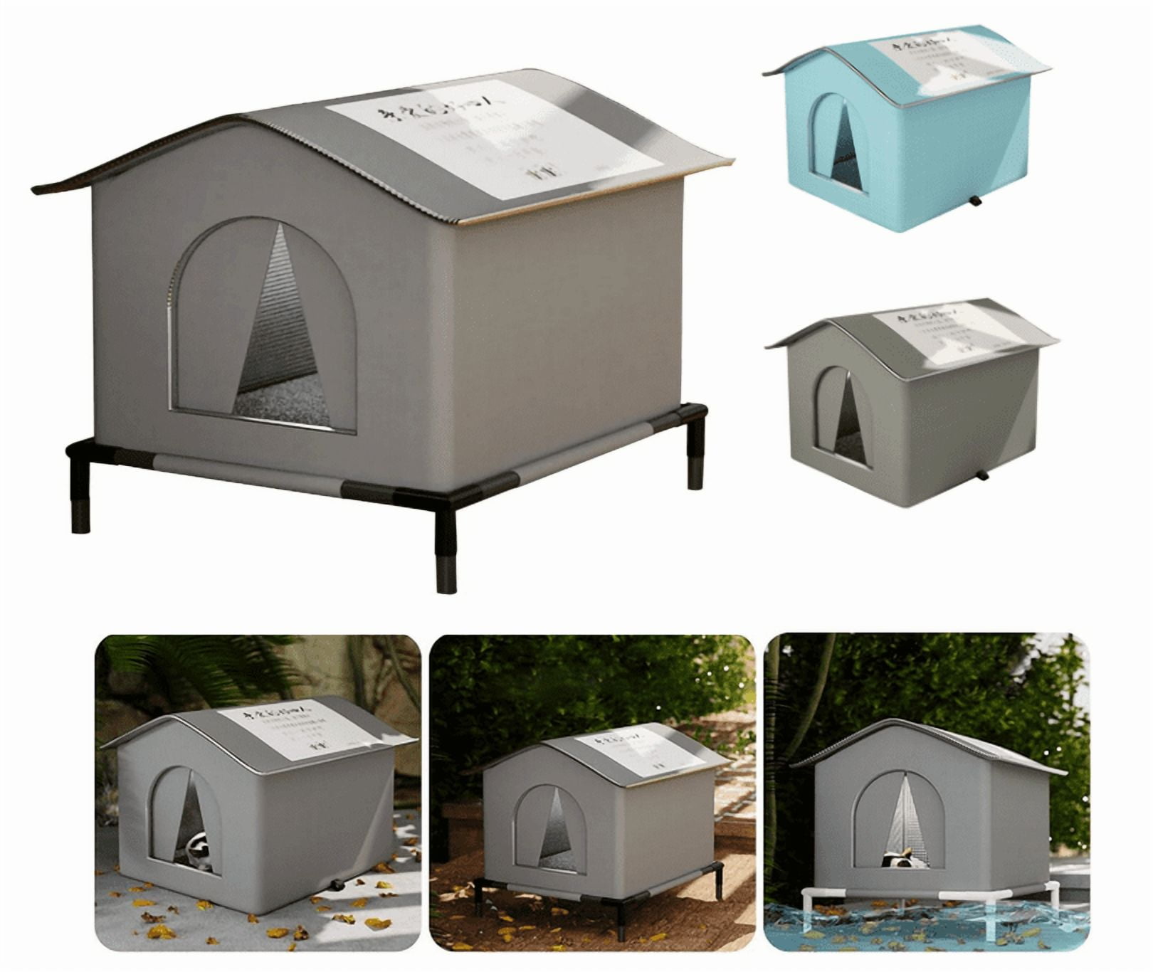 Outdoor Garden Cats Shelter Strays Cat Bed: Waterproof, Rainproof, Cold-Resistant, Spacious Enclosed Tent, All-Seaso/n Use, Small Cats Protective Nest From Rain and Cold Prevent (Gray, M)