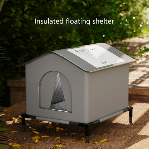 Outdoor Garden Cats Shelter Strays Cat Bed: Waterproof, Rainproof, Cold-Resistant, Spacious Enclosed Tent, All-Season Use Gray, Small Size Cats Protective Nest From Rain and Cold Prevent
