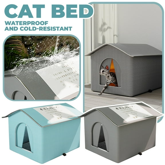 Outdoor Garden Cats Shelter Strays Cats Protective Nest from Rain and Cold Prevent Blue