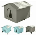 thumbnail image 1 of Outdoor Garden Cats Shelter Strays Cats Protective Nest from Rain and Cold Prevent (Gray, L), 1 of 9