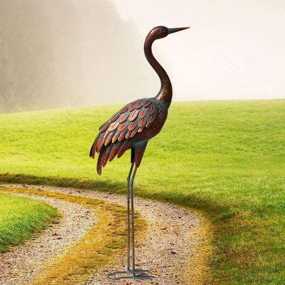 Outdoor Garden Crane Statues and Sculptures Metal Yard Art Statue for Garden Decoration Large Size