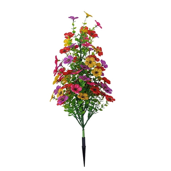 Outdoor Garden Decor, Artificial Violets Plastic Flowers, Silk Flower Stakes for Patio, Garden, Weather-Resistant Decorative Ground Insert, Low-Maintenance Floral Arrangements