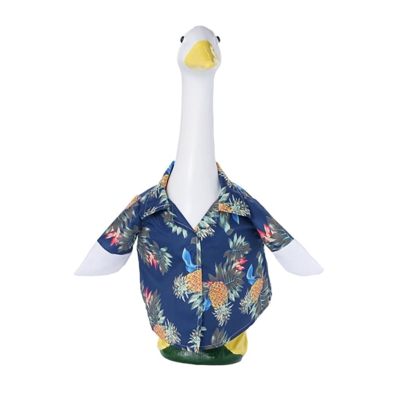 Outdoor Garden Decor Door Porch Goose With Shirt, Navyst Blue Floral Printed Clothing (No Figurine), Decorative Animal Outfit For Patio Lawn Decorations