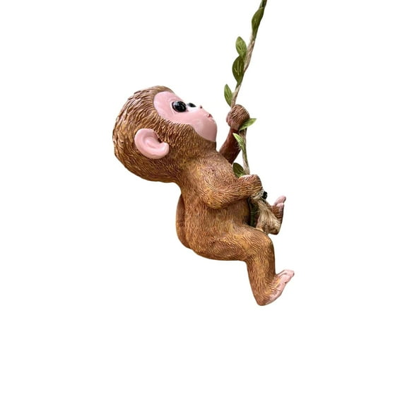 Outdoor Garden Decorations Resin Climbing Monkey Statue with Rope and Hook for Tree Hanging Yard Patio Decoration 15 cm