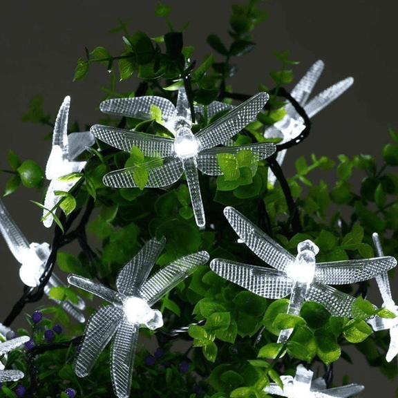 Outdoor Garden Decorative String Lights 50 LED Solar Dragonfly Lights