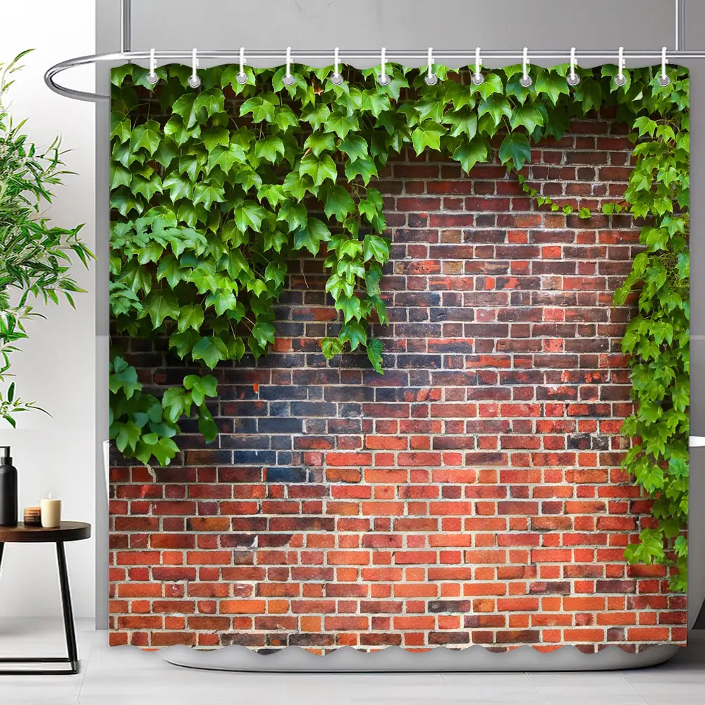 Outdoor Garden Fence Flower Shower Curtain Rustic Garden Wall Natural