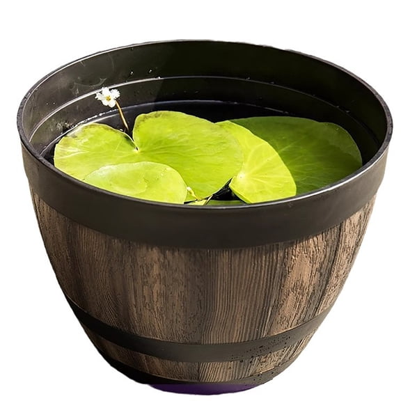Outdoor Garden Flower Pots For Balcony Patio Yard Decorative Wood Barrel Style Lightweight Container