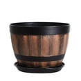 thumbnail image 1 of Outdoor Garden Flower Pots Planters for Balcony Patio Yard Decorative Wood Barrel Style Lightweight Durable Container, 1 of 8