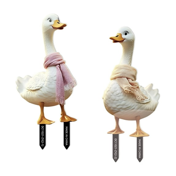 Outdoor Garden Goose Two Piece Courtyard Art Stake for Garden Enhancement and Outdoor Appeal 2PCS