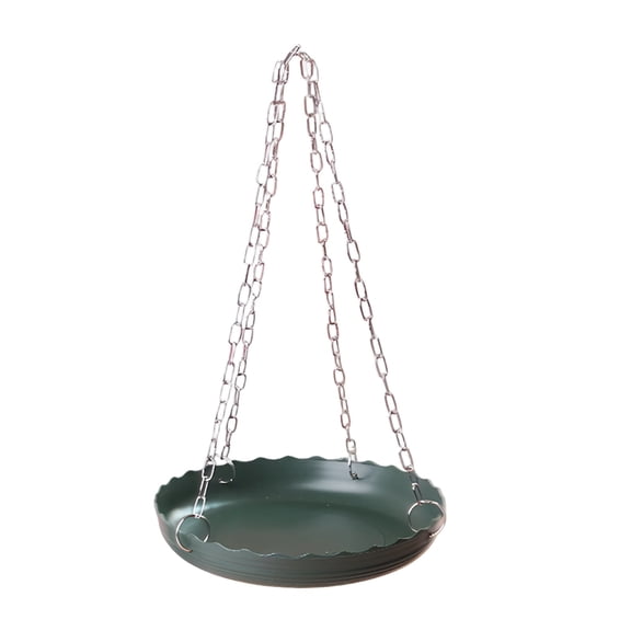 Outdoor Garden Hanging Bird Bath, 6.3 in / 16 cm Green Bird Bath Bowl with 10.2 in / 26 cm Chain, Bird Feeder Tray for Backyard Decor, Attract Wild Birds