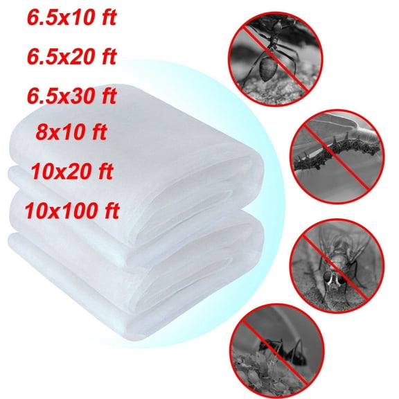 Outdoor Garden Multi Sizes, Mosquito, Bug Insect, Bird Blocking Net, White 6.5' x 10'