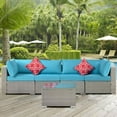 thumbnail image 1 of Outdoor Garden Patio Furniture 5-Piece PE Rattan Wicker Sectional Cushioned Sofa Sets with 2 Pillows and Coffee Table, 1 of 7