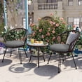 thumbnail image 1 of 3-Piece Outdoor Furniture Sectional Sofa Set,Patio PE Wicker Conversation Sets with Beige Cushions,Top Glass,Lounge Chair for Garden, Deck, Poolside, 1 of 7