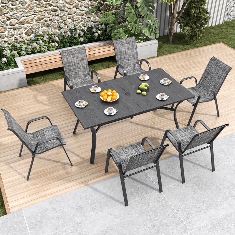 half patio set with umbrella Furniture of America Ismay Table This market umbrella is constructed from tough polyester fabric with durable steel ribs Sophia & William Outdoor Dining