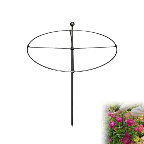 Outdoor Garden Plant Support Stand, Rust-Resistant Metal Ring Frame for Peonies, Hydrangeas and Tulips, Sturdy Invisible Style Support for Garden Beds and Potted Plants