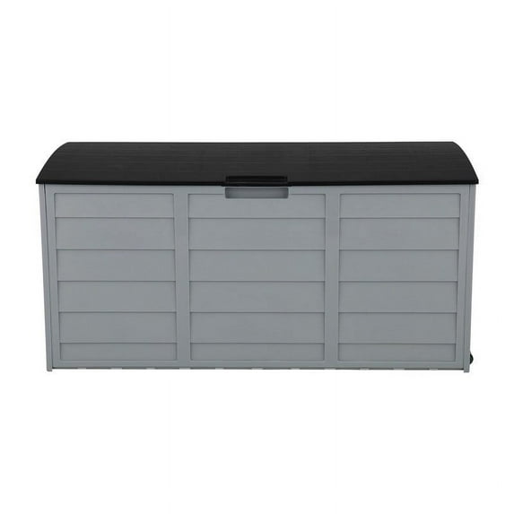 Outdoor Garden Plastic Storage Deck Box Grey & Black Lid 47"x19.5"x21"(LWH)with 2 wheels|75 Gal|130 LBS