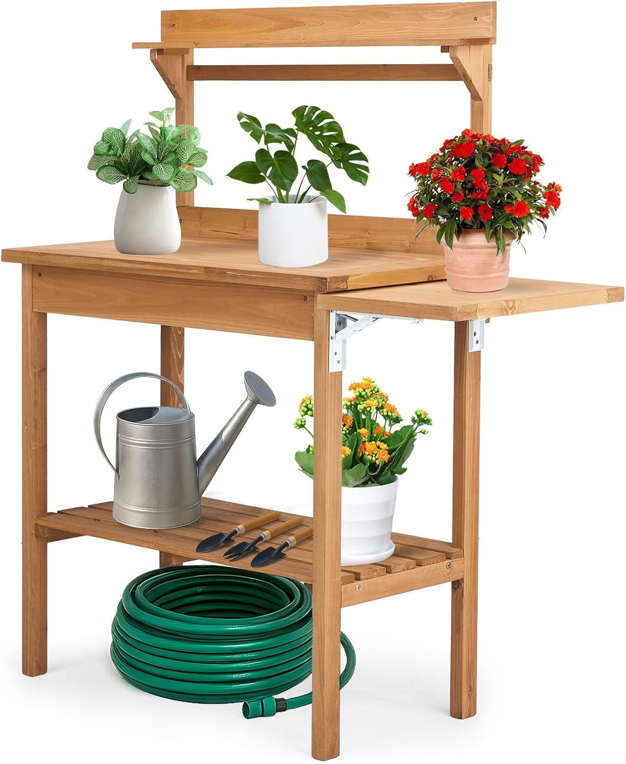 Outdoor Garden Potting Bench Table Work Bench with Storage Shelf ...