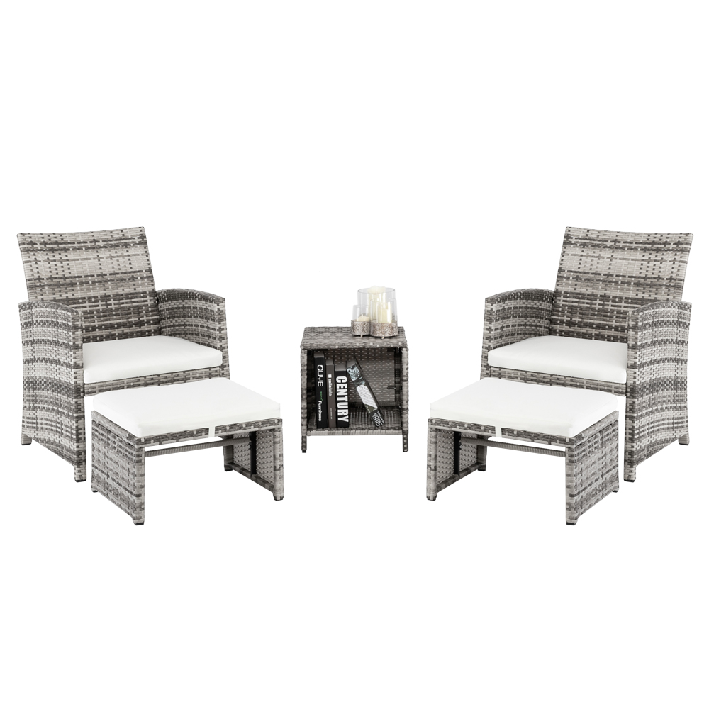 Outdoor Garden Sectional Patio Conversation Set, SEGMART 5 Piece Rattan Furniture with 2 Ottomans, Resistant PE Wicker Family Dining Set w/Removable Cushions for Backyards, Gardens, 406lbs, S6047 - image 1 of 10