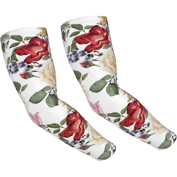 Outdoor Garden Sleeves UV Sun Protection Sleeves with , 1 Pair Roses Flower