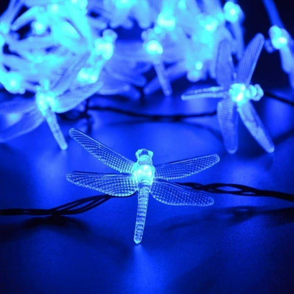 Outdoor Garden Solar String Lights, 6m 30LED Solar Garden Dragonfly String Lights Dragonfly String Light Waterproof for Yard
