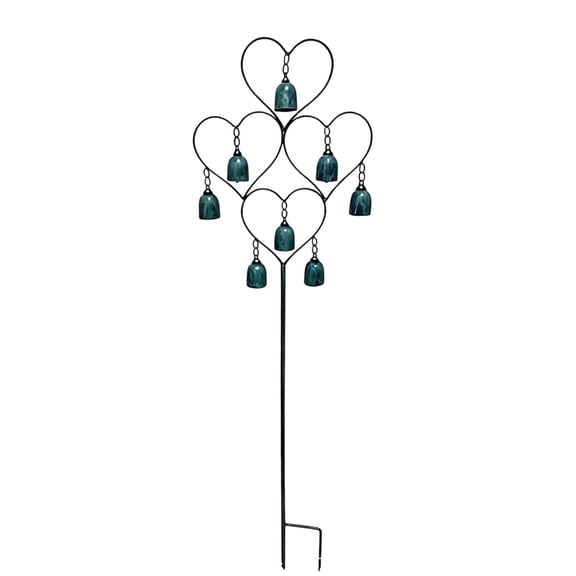 Outdoor Garden Stake with Heart Frame, Hanging Pieces, and Tall 39.37 Inch Profile for Yard Lines, Flower Zones, Balcony, or Garden Use
