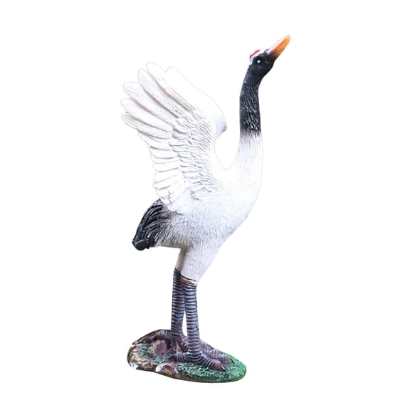 Outdoor Garden Statue Miniature Sculptures Crane Novelty Standing Bird Statues Decoy for Tabletop Lawn Home Swimming Pool Decoration 11cm