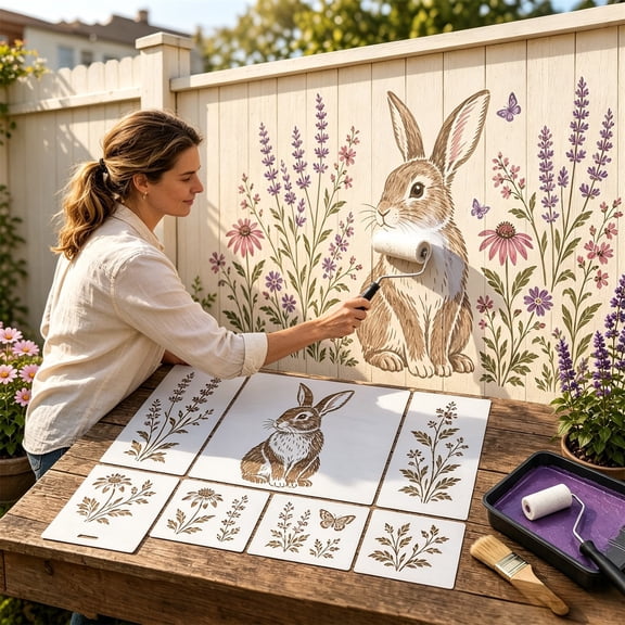 Outdoor Garden Wall Painting Stencil – Reusable DIY Art Template for Walls, Wood & Concrete, Decorative Spray Paint Stencil for Patio, Fence & Exterior Home Decor