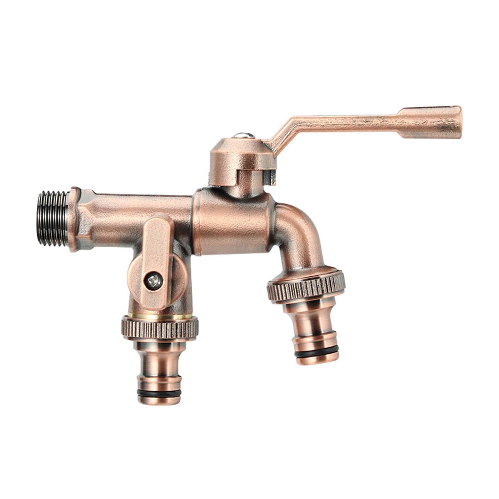 Outdoor Garden Water Faucet/ Washing Machine Faucet with Double Outlets/ Outside Spigot/ Wall