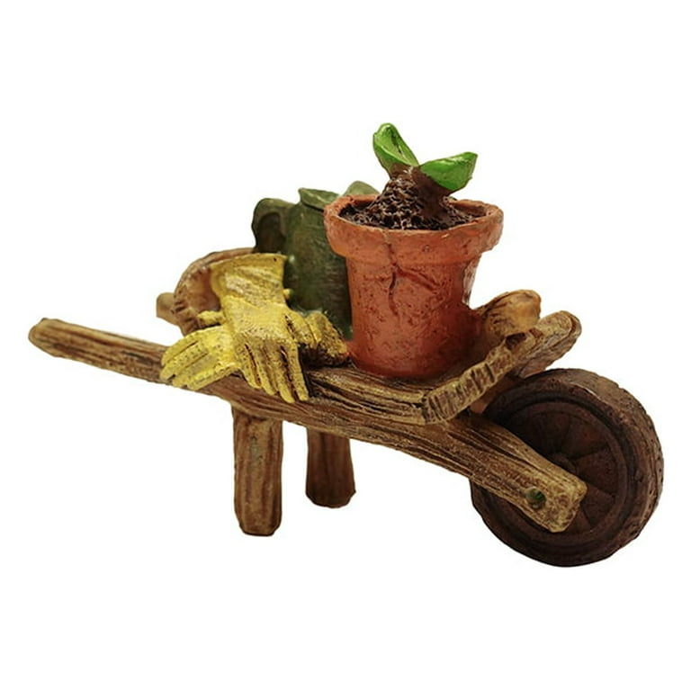 Mini Outdoor Garden Wheelbarrow Hand Tools Fairy Dollhouse Yard Decor Accessory Mini Outdoor Garden Wheelbarrow Hand Tools Fairy Dollhouse Yard Decor Accessory