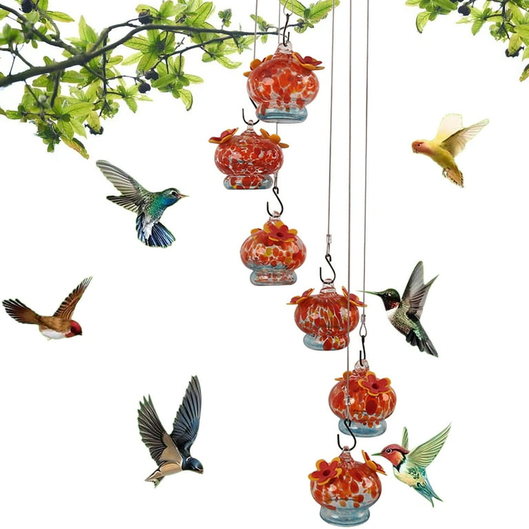 Outdoor Garden Wind Chimes Hummingbird Feeder, Hanging 6