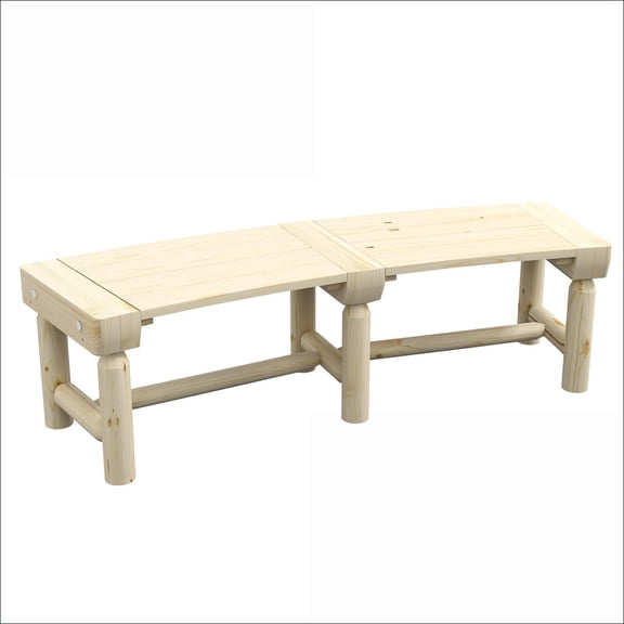 Outdoor Garden Wrap Around Tree Bench | Semicircular for Yard Patio Deck Lawn | Natural | Wood