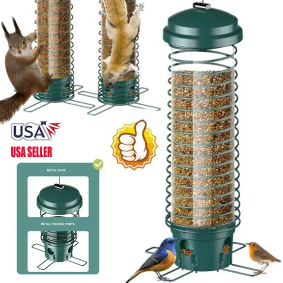 Outdoor Garden Yard Hanging Wild Bird Feeder With Squirrel Proof Panorama Hopper