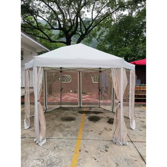 Outdoor Gazebo 13 Ft. - Rust- Frame, 6 Zippered Mesh Sidewalls, Patio Entertainment X 9.2 Canopy Strong Steel Leisure