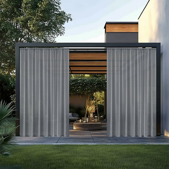 Outdoor Gazebo Waterproof Curtain with Rod Pocket - 84x52 Inch Patio Rainproof Polyester Screen for Pergola, Terrace, Balcony - Semi-Shade Privacy Tarp for Wind Protection,Gray