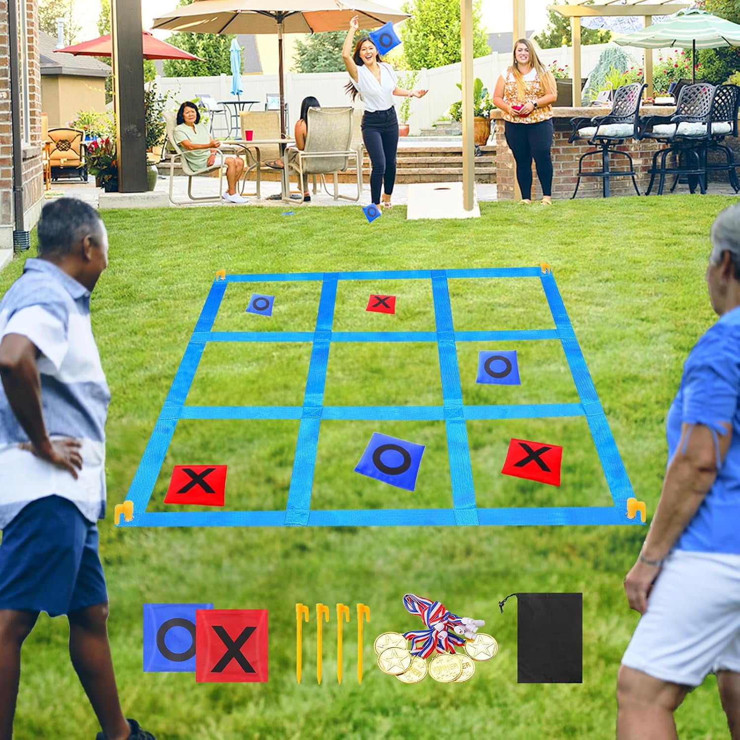 Outdoor Giant Tic Tac Toe Bean Bag Toss Games for Kids Adults Family, Large Outside Lawn Yard Backyard Carnival Field Day Game, Birthday Party Family Reunion Games Playground Fitness Equipment