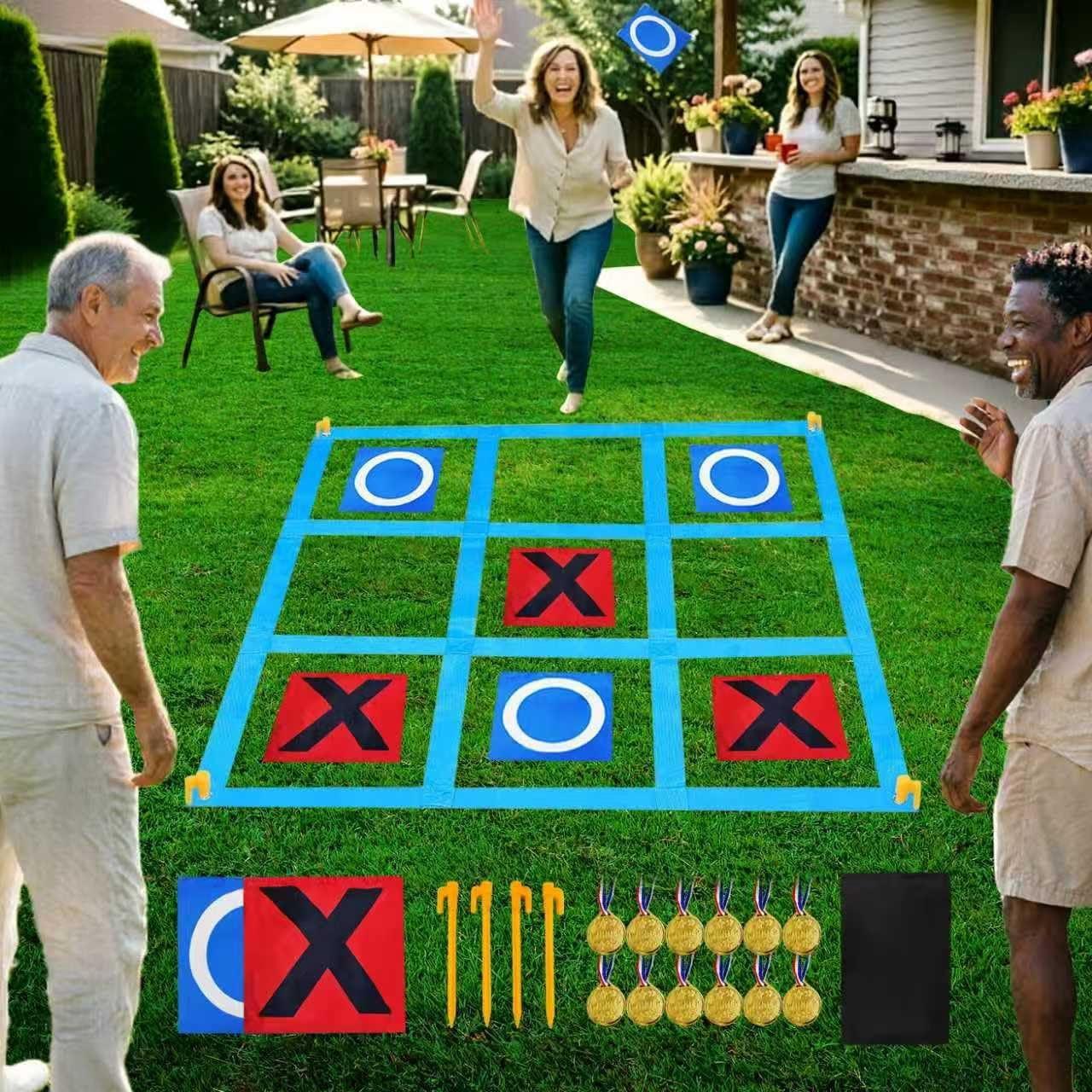 Outdoor Giant Tic Tac Toe Game for Kids Adult Family, Large Outside Lawn Yard Backyard Carnival Field Day Game, Birthday Party Family Reunion Games Playground