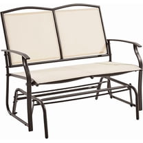 Outdoor Glider 2-Person Outdoor Glider Bench, Patio Glider Chair, Rocking Patio Chairs Outdoor Loveseat for Backyard, Poolside, Garden,Porch, Heavy Duty Steel Frame, Beige
