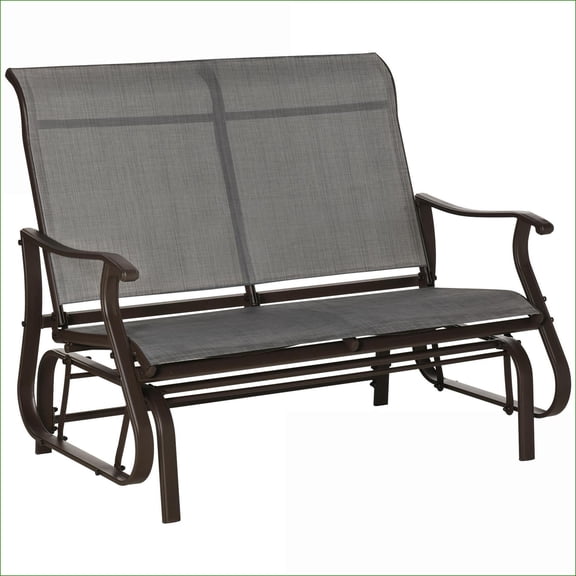 Outdoor Glider Bench | 2-Person Patio Glider Loveseat for Backyard Porch Lawn Garden, Slate Gray |Gray|Steel