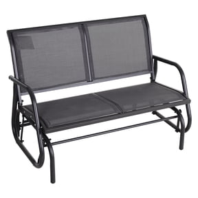 Outdoor Glider Bench - 2 Person Patio Swing Chair Rocking Loveseat - Steel Frame, Weather Resistant - Garden, Porch Furniture - Grey