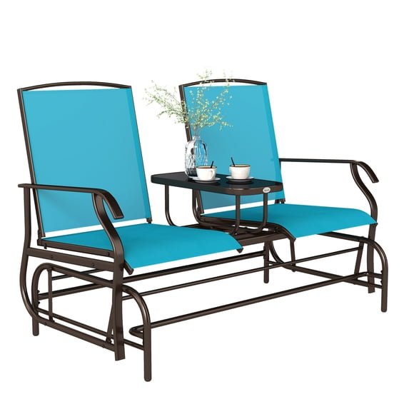 Outdoor Glider Bench - 2 Seater Patio Rocking Chair with Mesh Fabric ...