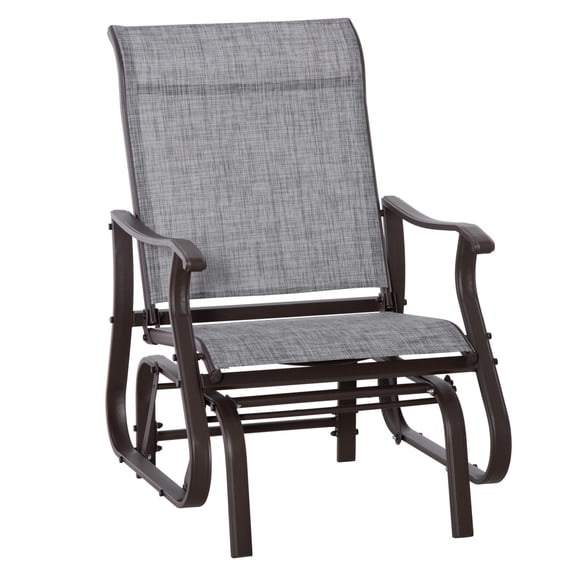 Outdoor Glider Chair, Patio Gliders for Outside, Steel Frame Mesh, Backyard Garden Porch, 330lbs Capacity, Gray