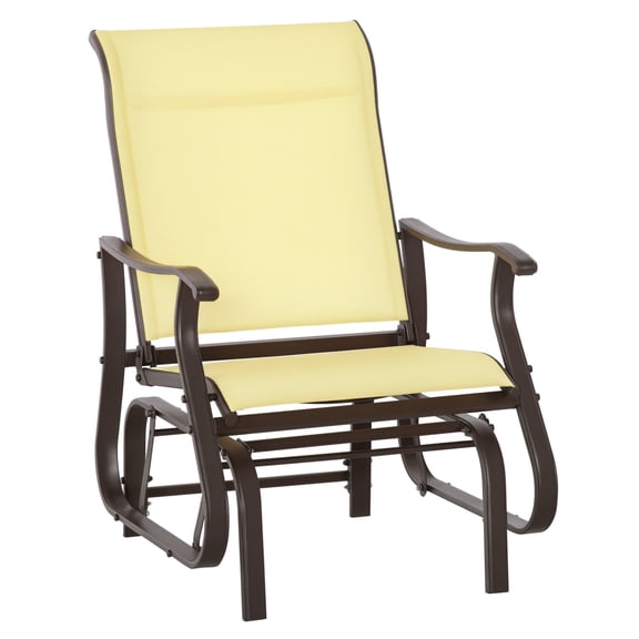 Outdoor Glider Chair, Patio Gliders for Outside with Steel Frame, Mesh Fabric, Beige