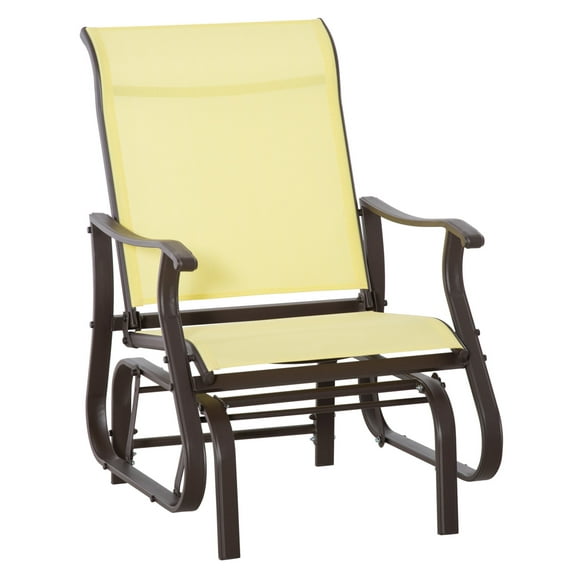 Outdoor Glider Chair, Patio Mesh Rocking Chair with Steel Frame for Backyard, Garden and Porch, Beige