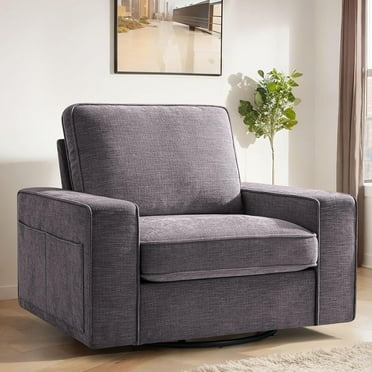 Simenmax Modern Single Sofa Chair, Club Chairs with Side Bags, Comfy Accent Armchair for Living Room Bedroom Dark Gray