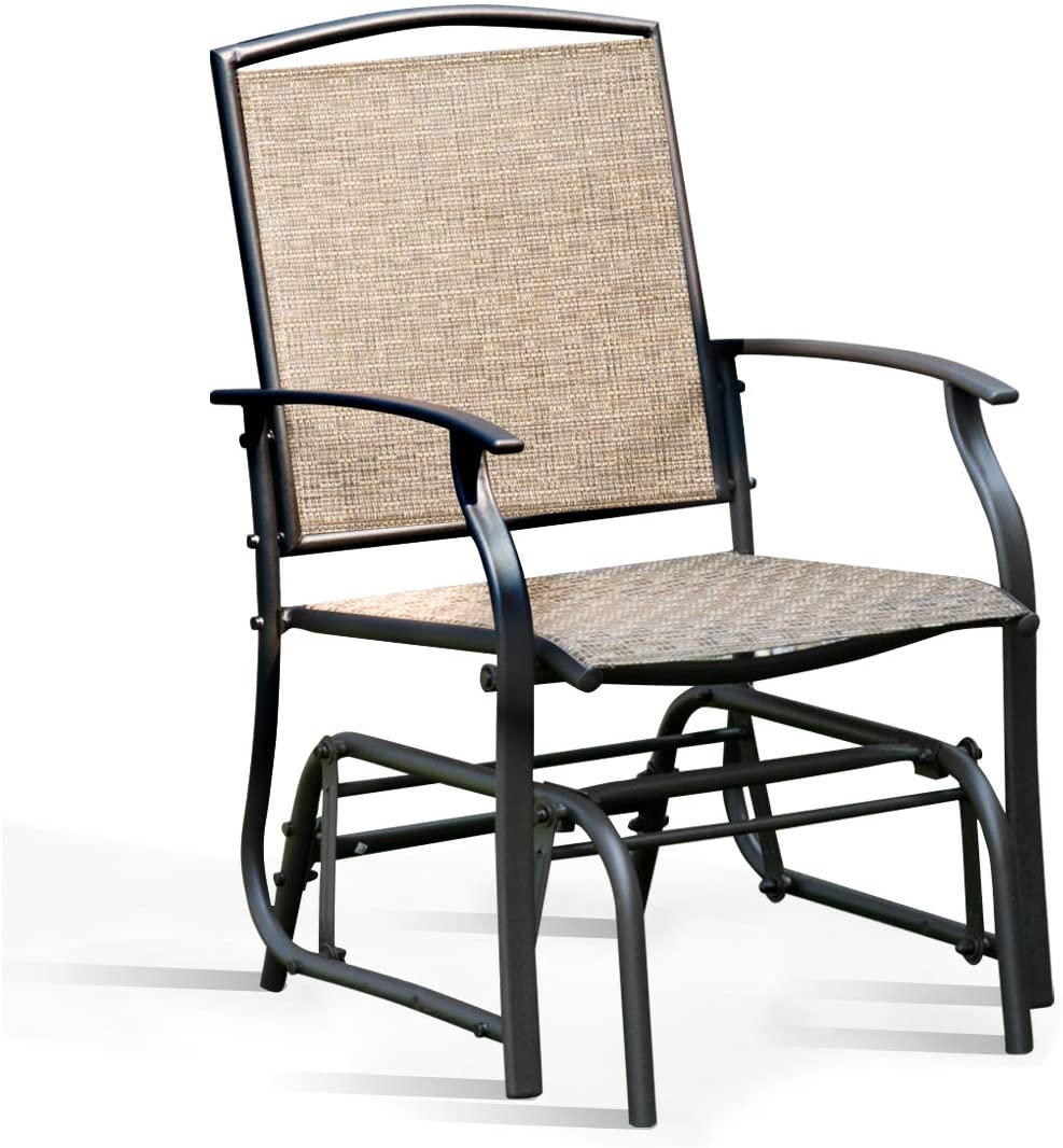 Outdoor Glider Chair W/Sturdy Metal Frame & Breathable Mesh Fabric, Porch Lounge Swing Rocking Chair for Lawn, Garden, Porch, Backyard, Poolside, Patio Glider - image 1 of 9