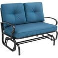 thumbnail image 1 of Outdoor Glider Rocking Bench 2 Person Patio Loveseat Steel Frame Furniture Set for Patio, Garden, Yard, Porch with Resistant Cushions (Peacock Blue), 1 of 14