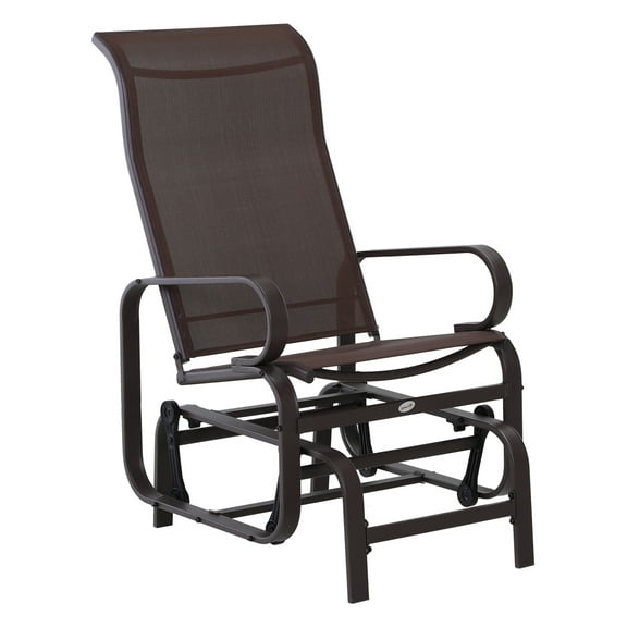 Outdoor Glider Swing Chair, Single Rocker with Headrest, 352 lbs Capacity