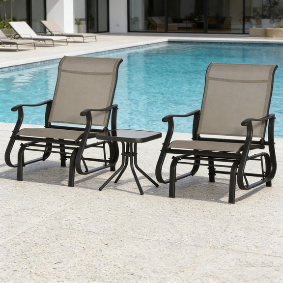 Outdoor Gliding Chairs Set Durable Compact Patio Glider Chairs for Bistro, Tea Time, Family Gatherings, Backyard